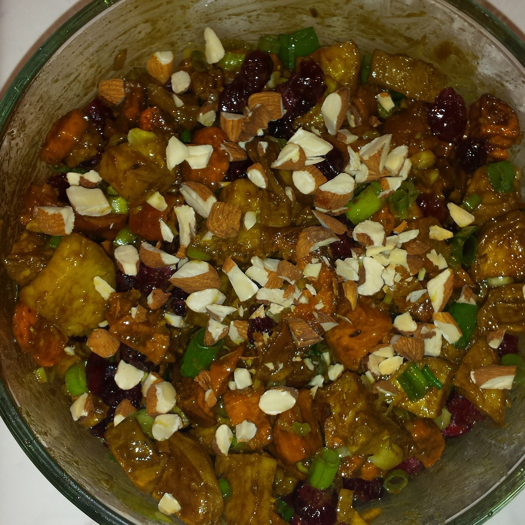 Finished salad topped with almonds!